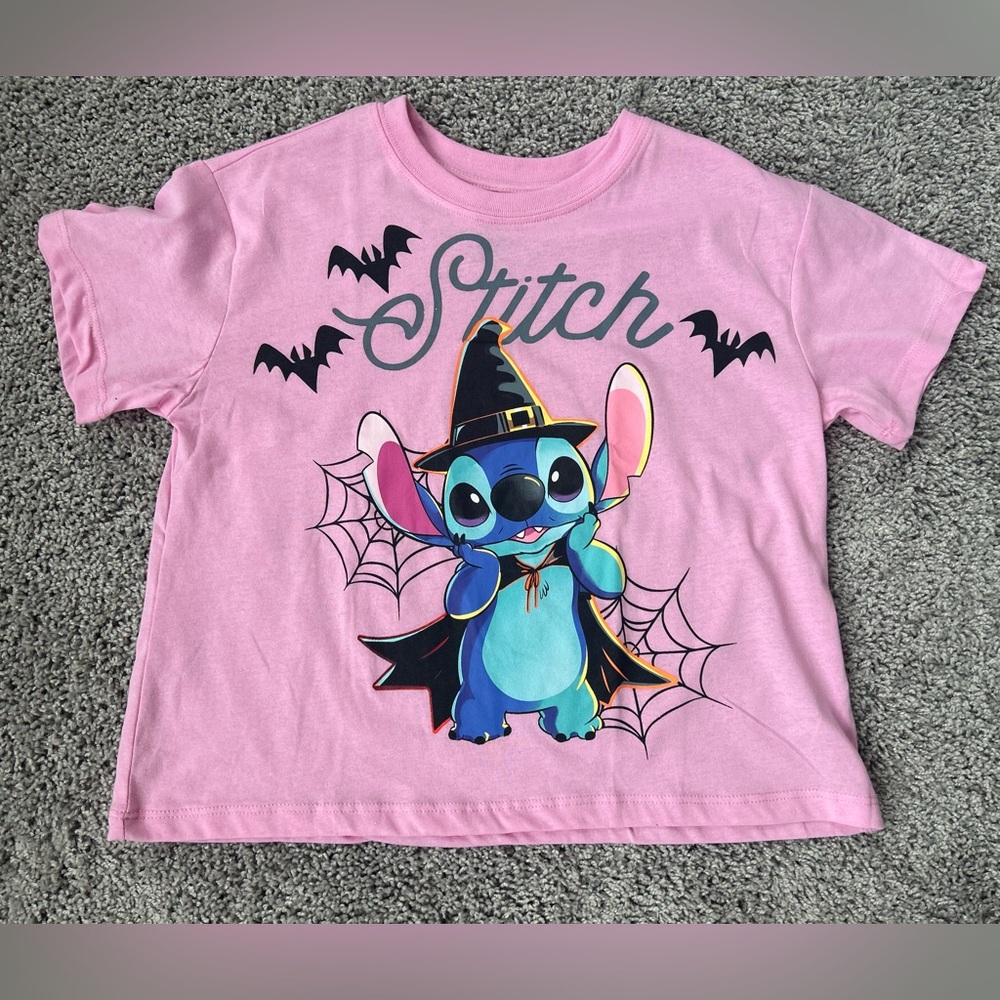 Girls Disney Pink Stitch Halloween Tee